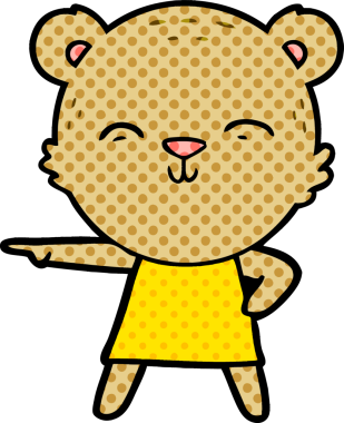 Bir insan tarafından çizilmiş mutlu çizgi film ayısı.