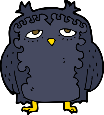 bir insan tarafından çizilmiş yaşlı baykuş çizgi filmi