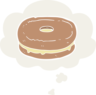 Düşünce baloncuklu çizgi film bisküvisi insan tarafından çizilmiş.