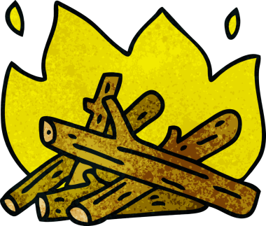 Bir insan tarafından çizilmiş garip bir kamp ateşi.