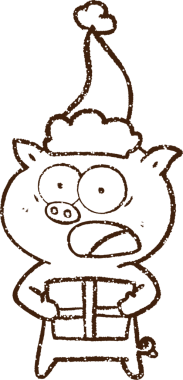 Bir insan tarafından çizilen neşeli domuz kömürü.