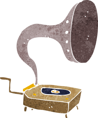 bir insan tarafından çizilmiş karikatür gramofonu