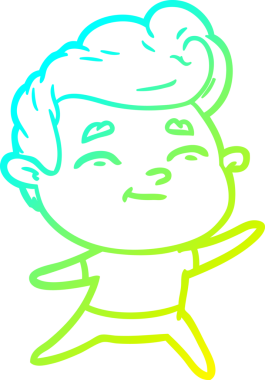 Bir insan tarafından çizilmiş mutlu bir çizgi film karakteri çizimi.