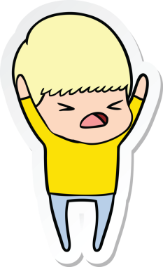 Bir insan tarafından çizilmiş bir karikatür çıkartması.