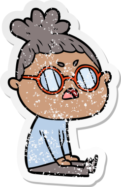 Bir insan tarafından çizilmiş bir karikatürün sıkıntılı çıkartması.