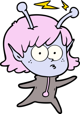 Bir insan tarafından çizilmiş uzaylı kız.