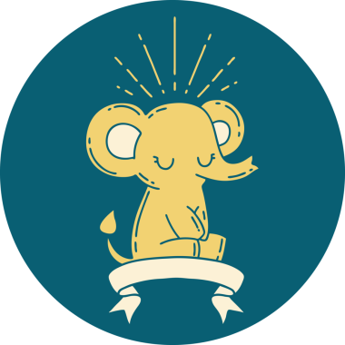 Bir insan tarafından çizilmiş dövme stili şirin bir fil.