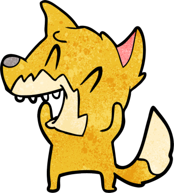 Bir insan tarafından çizilmiş gülen tilki çizgi filmi.