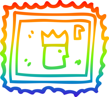 gökkuşağı gradyanı bir insan tarafından çizilmiş bir karton damga çizimi