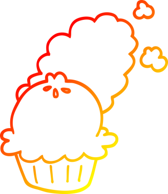 Bir insan tarafından çizilmiş tatlı bir çizgi film pastasının sıcak gradyan çizimi