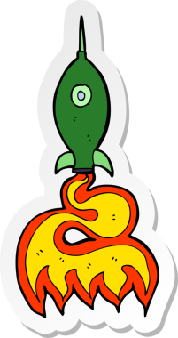 Bir insan tarafından çizilmiş uzay roketinin çıkartması.