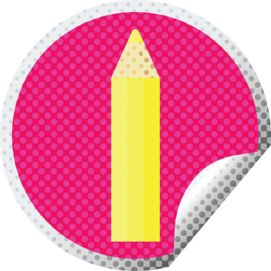 Bir insan tarafından çizilmiş sarı renkli kalem grafik vektör çizim dairesel etiketi