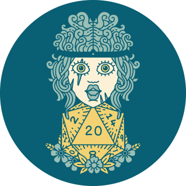 Bir insan tarafından çizilmiş 20 zarlı insan barbar simgesi.