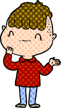 Bir insan tarafından çizilmiş çizgi film dostu çocuk.