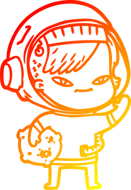 Bir insan tarafından çizilmiş bir astronot kadın çizgi çizimi.