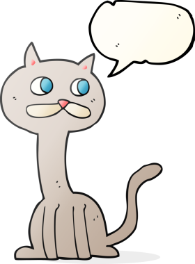 Bir insan tarafından çizilmiş serbest konuşma balonu çizgi film kedisi