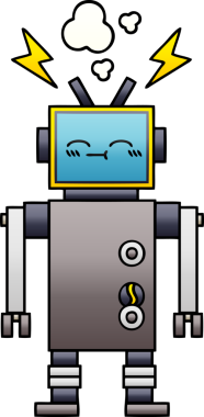 Bir insan tarafından çizilmiş bir robotun gölgelenmiş çizimi