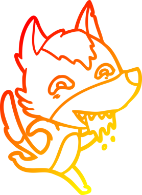 Bir insan tarafından çizilmiş aç bir kurdun sıcak çizgi çizimi.