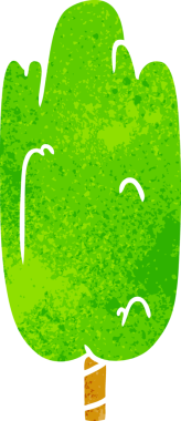 El çizimi retro karikatür karalama Bir insan tarafından çizilmiş tek yeşil ağaç