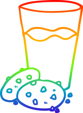 Bir insanın çizdiği kurabiye ve sütün gradyan çizgisi.