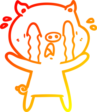 Bir insan tarafından çizilmiş, ağlayan bir domuz çizgi filmi.