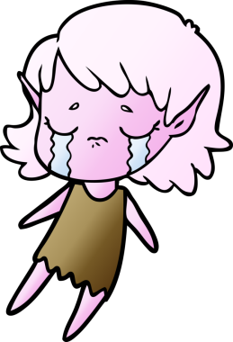 Bir insan tarafından çizilmiş ağlayan elf kızı.