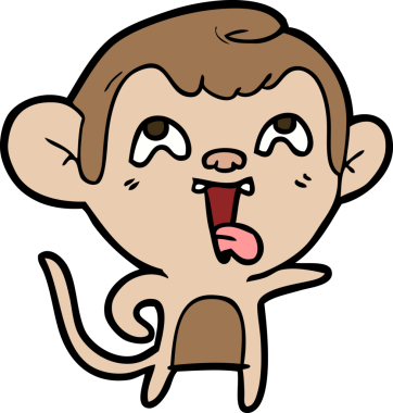 Bir insan tarafından çizilmiş çılgın çizgi film maymunu