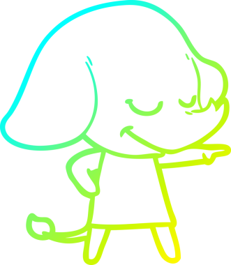 Bir insan tarafından çizilmiş gülümseyen bir filin soğuk gradyan çizimi