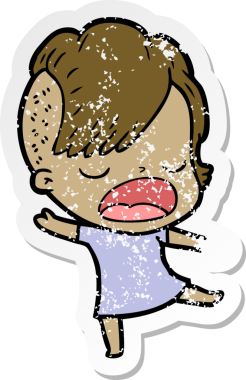 Bir insan tarafından çizilmiş havalı bir hippi kızın karikatür çıkartması.