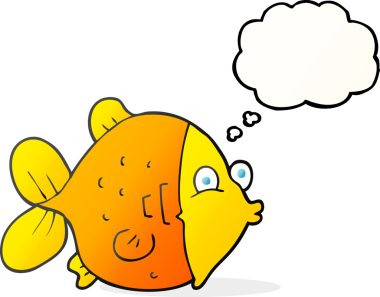 Serbest çizim düşünce balonu karikatürü Bir insan tarafından çizilmiş komik balık