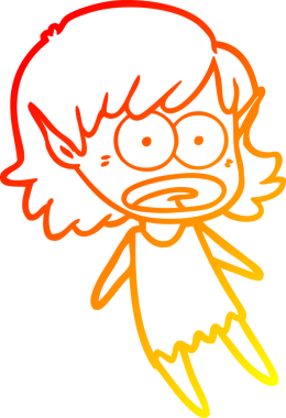 Bir çizgi film karakteri çizimi, bir insan tarafından çizilmiş bir elf kızı şok etti.