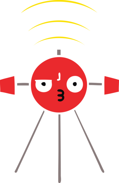 Bir insan tarafından çizilmiş düz renkli bir uydu karikatürü