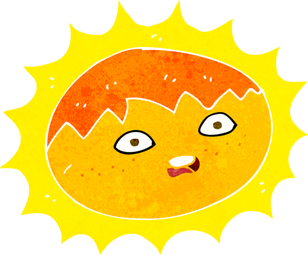 Bir insan tarafından çizilmiş çizgi film güneşi.