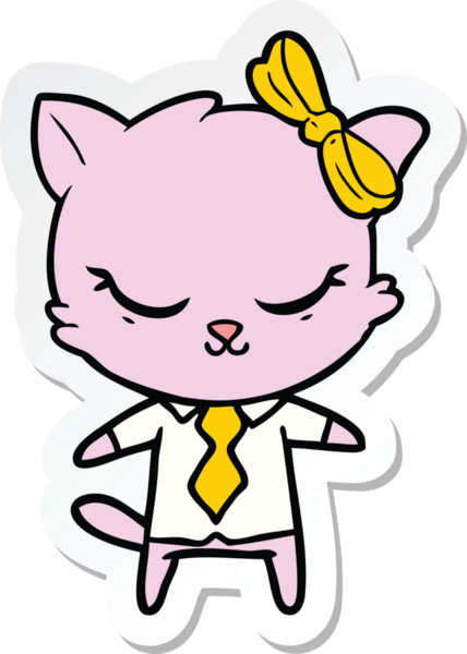 Bir insan tarafından çizilmiş şirin bir iş kedisinin çıkartması.