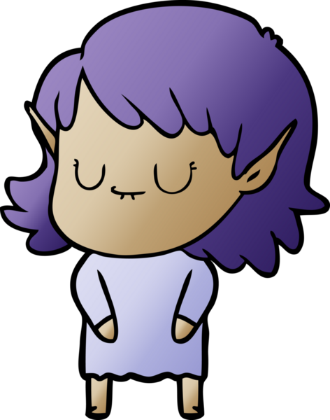 Bir insan tarafından çizilmiş mutlu elf kızı.