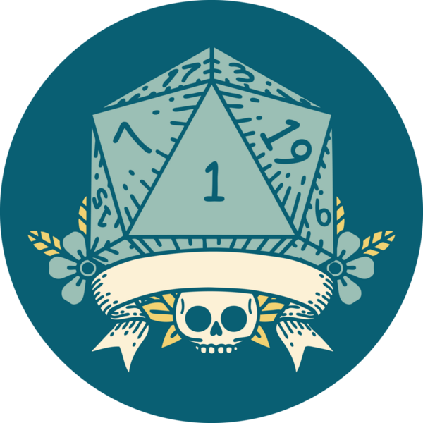 Retro Dövme Biçimi Doğal Bir d20 zar bir insan tarafından çizildi