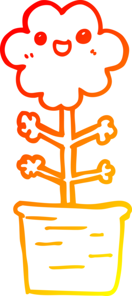 Bir insan tarafından çizilmiş karikatür çiçeğinin sıcak çizgi çizimi