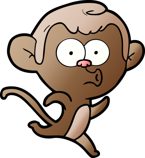 Bir insan tarafından çizilmiş, şaşırmış maymun çizgi filmi.