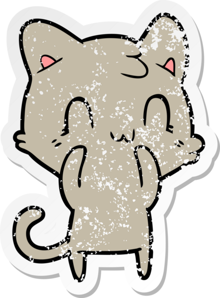 Bir insan tarafından çizilmiş mutlu bir kedinin sıkıntılı çıkartması.