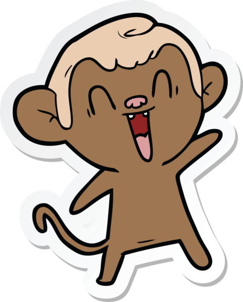 Bir insan tarafından çizilmiş gülen maymun çıkartması.