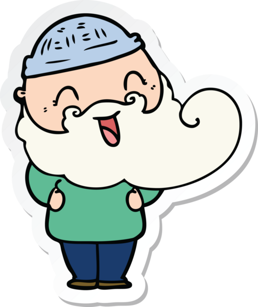 Bir insan tarafından çizilmiş mutlu sakallı bir adamın çıkartması.