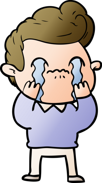 Bir insan tarafından çizilmiş ağlayan çizgi film adamı.