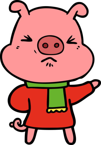 Bir insan tarafından çizilmiş kızgın domuz çizgi filmi.