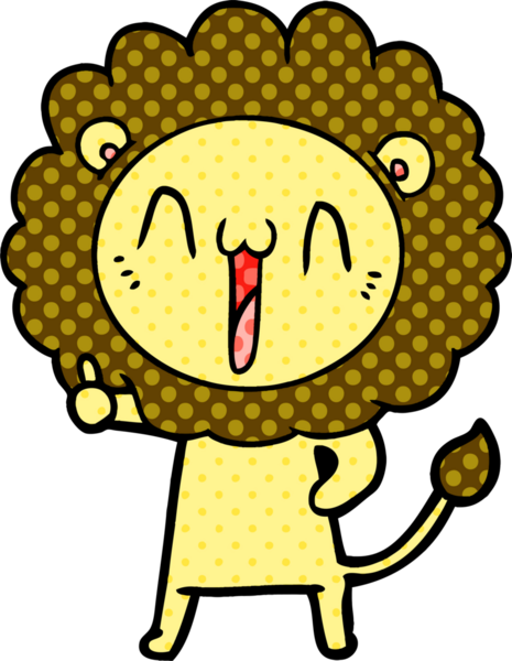 Bir insan tarafından çizilmiş mutlu çizgi film aslanı.