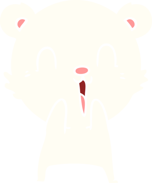 Bir insan tarafından çizilmiş mutlu düz renkli çizgi film kutup ayısı.