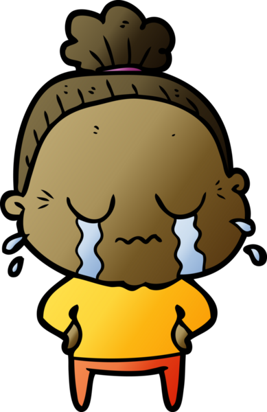 Bir insan tarafından çizilmiş ağlayan yaşlı kadın çizgi filmi.