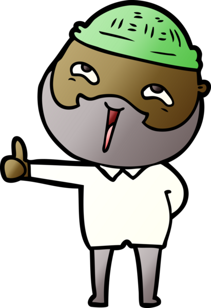 Bir insan tarafından çizilmiş mutlu sakallı bir adam.