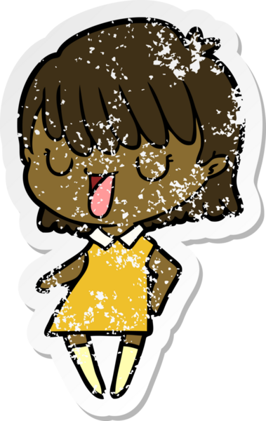 Bir insan tarafından çizilmiş karikatür bir kadının sıkıntılı çıkartması.