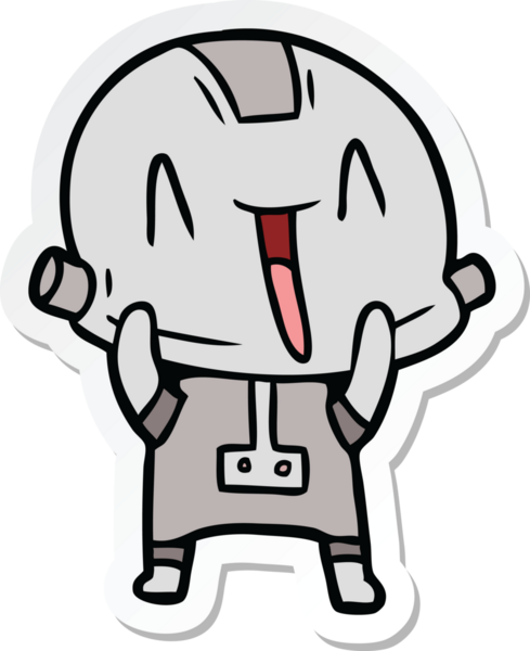 Bir insan tarafından çizilmiş robot karikatür çıkartması.