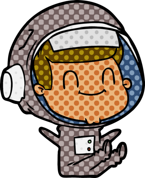 Bir insan tarafından çizilmiş mutlu astronot.